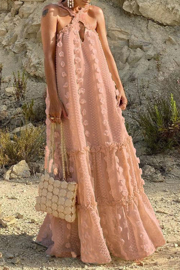Three-dimensional Flower Mopping Cake Dress