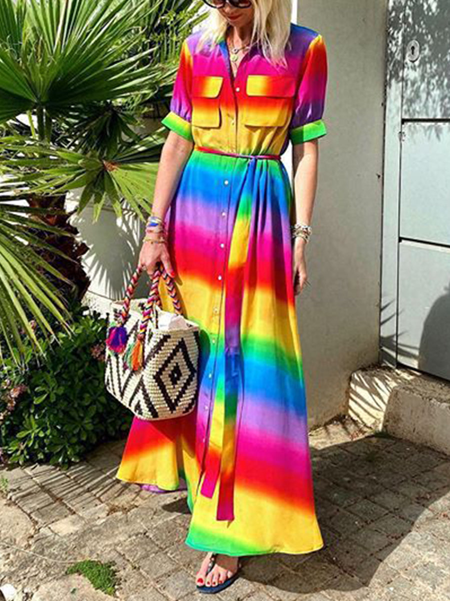Rainbow Colors Fairy Maxi Dress