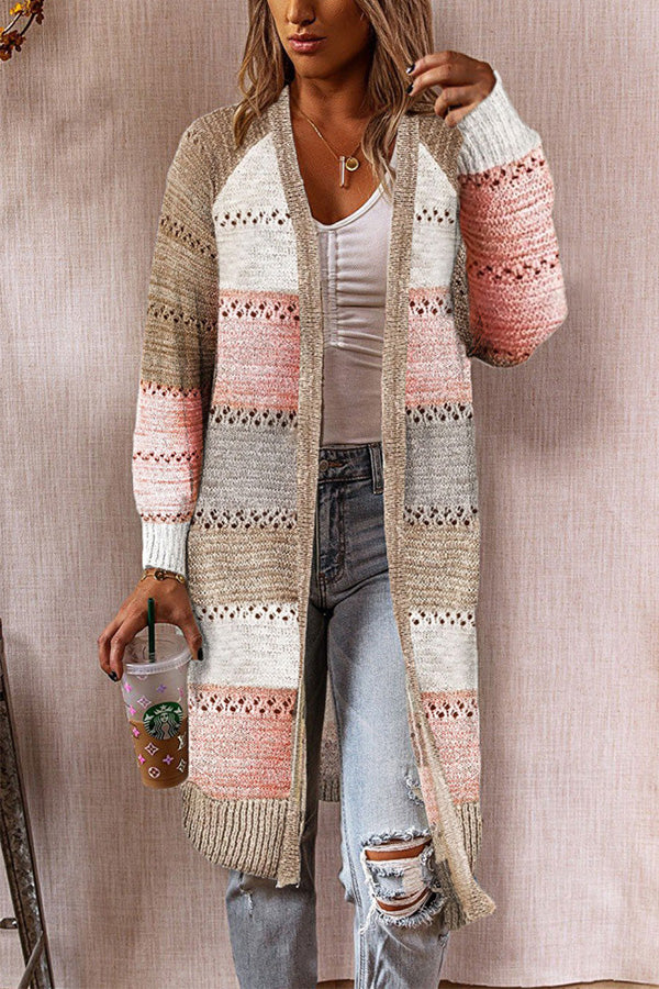Colorblock Long Sleeve Cardigan