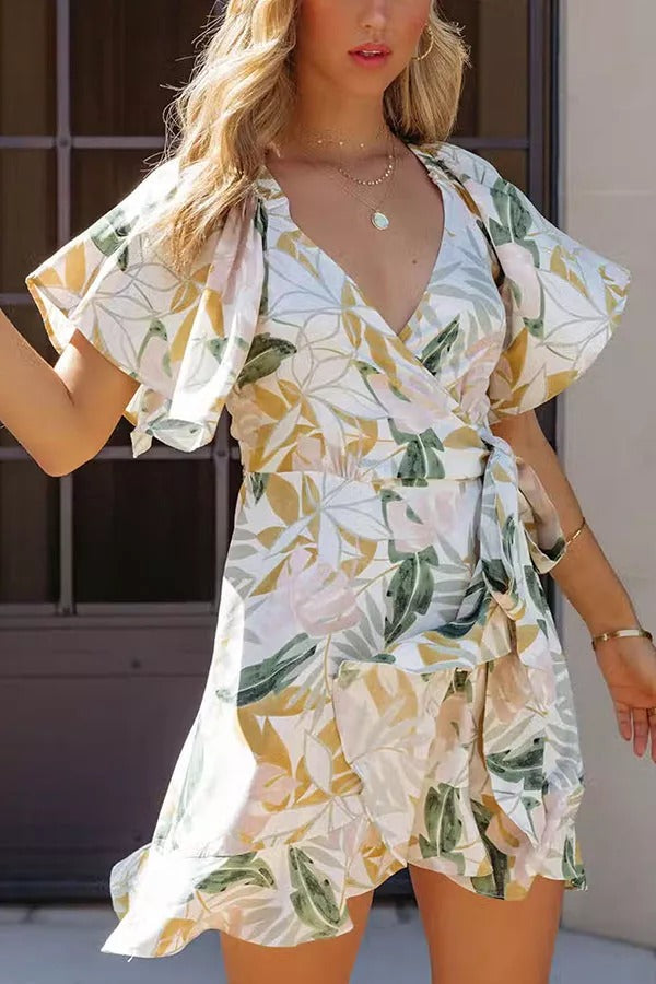 Sahana Floral Ruffle Wrap Dress