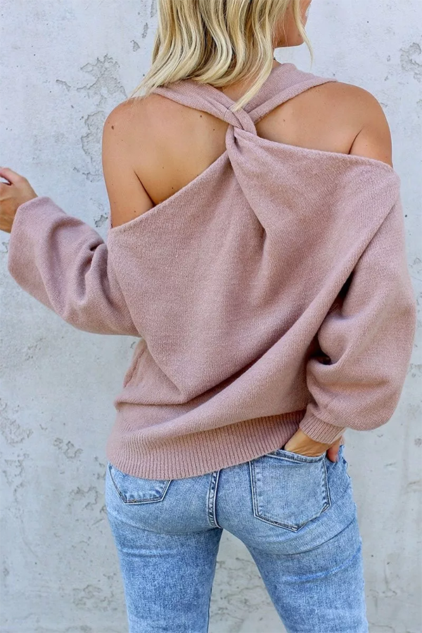 Off-the-shoulder Knitted Sweater