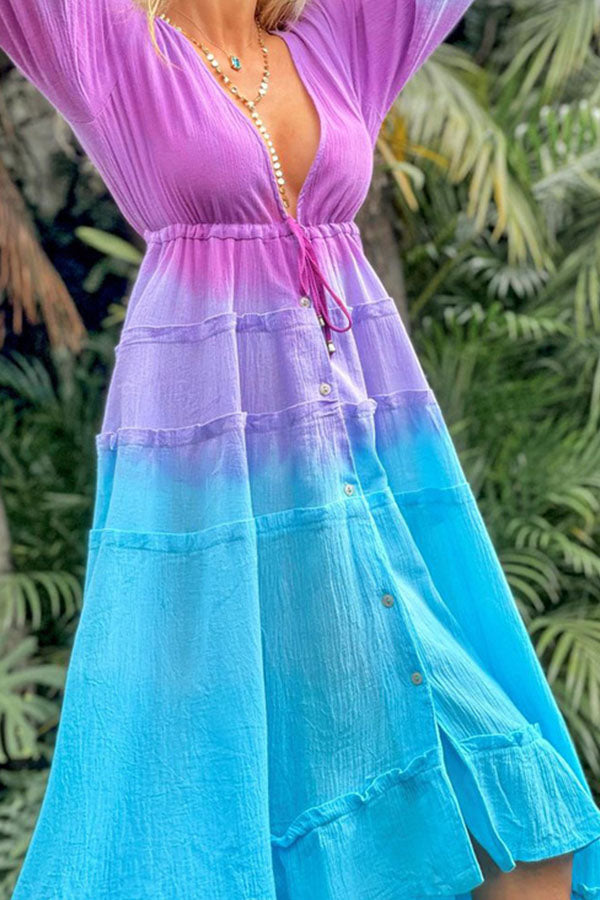 Gradient Ruffle Maxi Dress