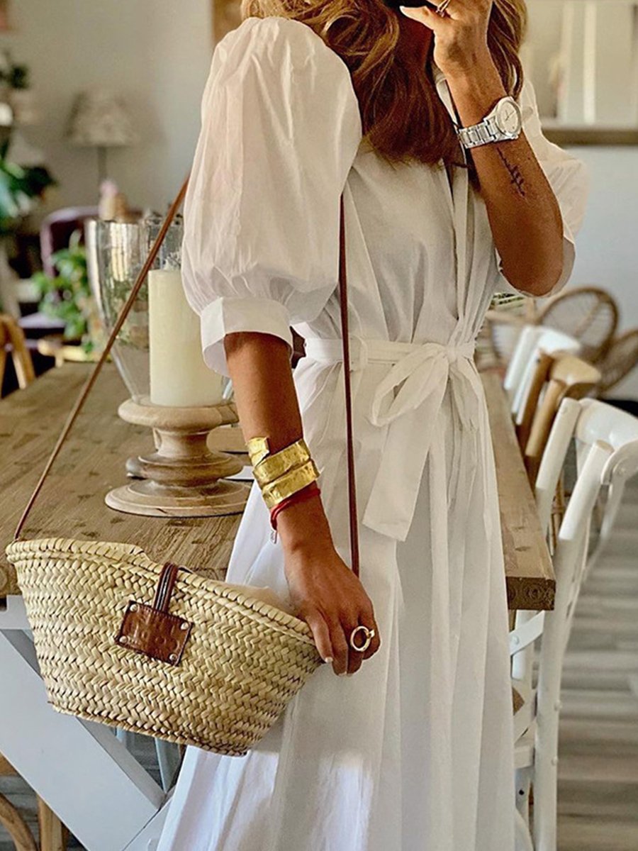 Solid Shirt Dress