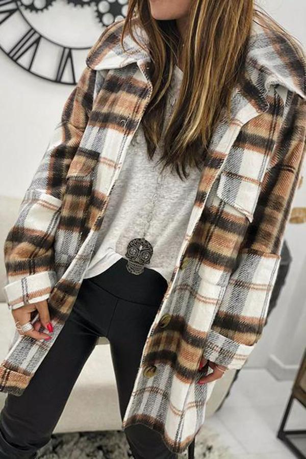 Loose Woolen Plaid Jacket