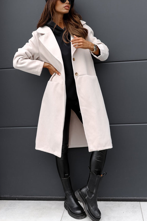 Elegant Coat with Plain Pockets