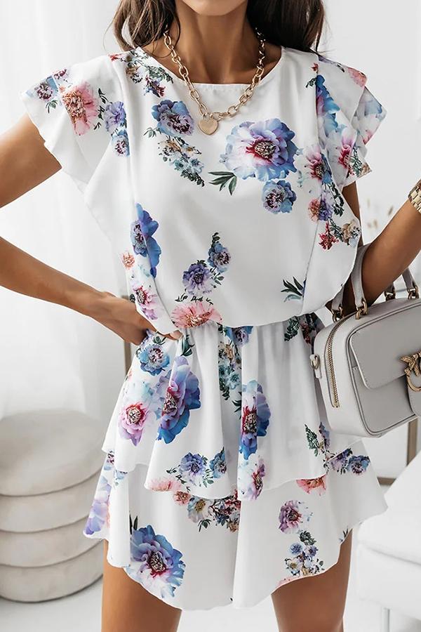 Floral Ruffle Sleeve Dress