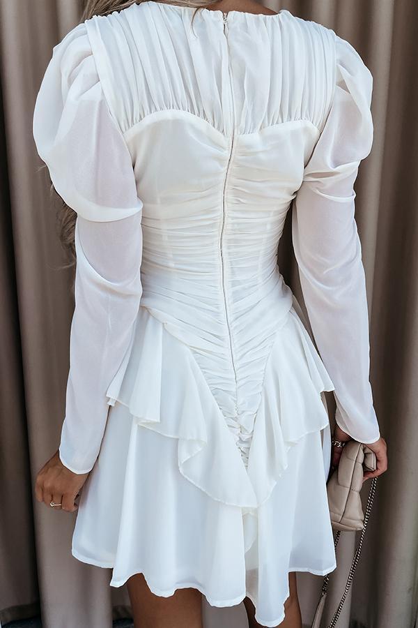 Graceful Heart V-Neck Long Sleeve Button Down Dress