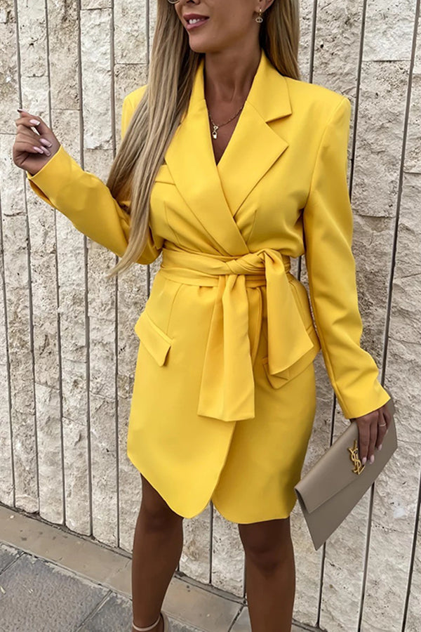 Loose Multicolor Suit Collar Dress