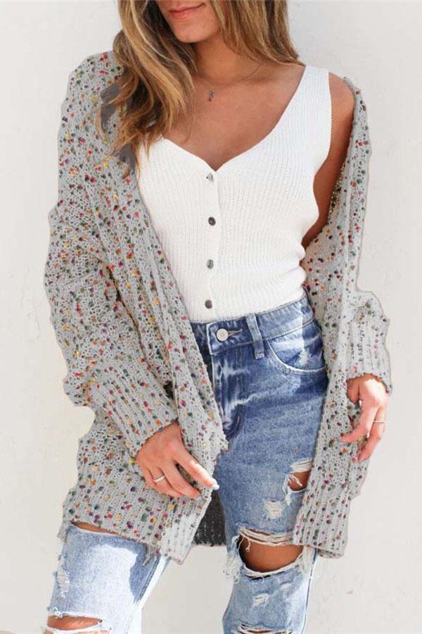 Multicolor Long Sleeve Pocket Cardigan