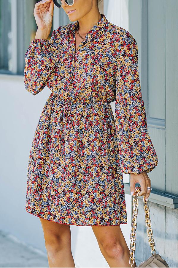 Printed Button Down Mini Dress