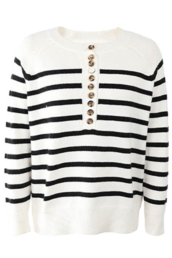 Button Down Striped Sweater