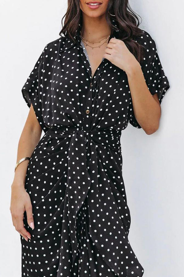Polka Dot Sleeve Midi Dress