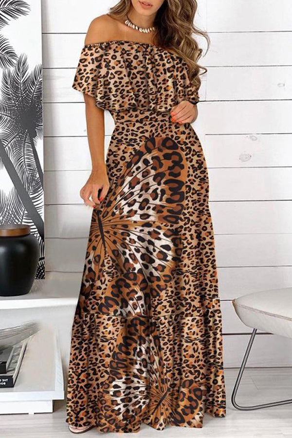 Off Shoulder All Print Dress