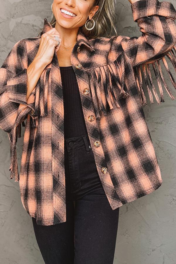 Plaid Fringe Shacket
