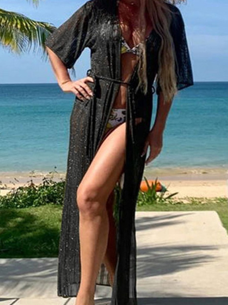 Black Crochet Trim Maxi Cover Up