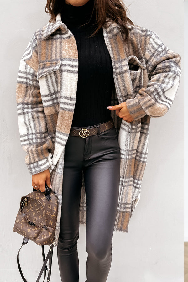 Casual Waist Check Print Jacket