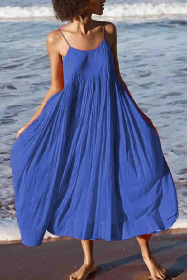 Summer Spaghetti Cotton Holiday Boho Maxi Dresses