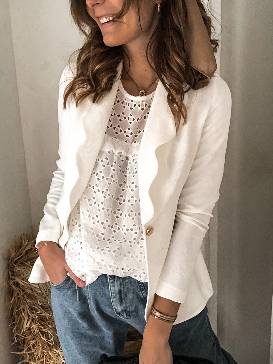 Solid Color Ruffled Suit