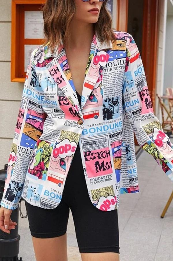 Newspaper Print Lapel Suit