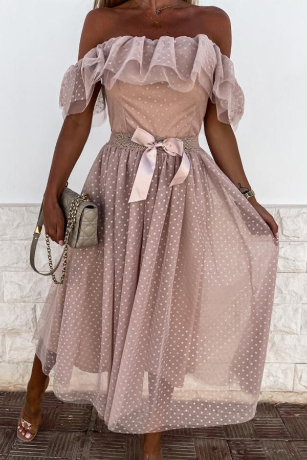 Mesh Polka Dot Midi Dress