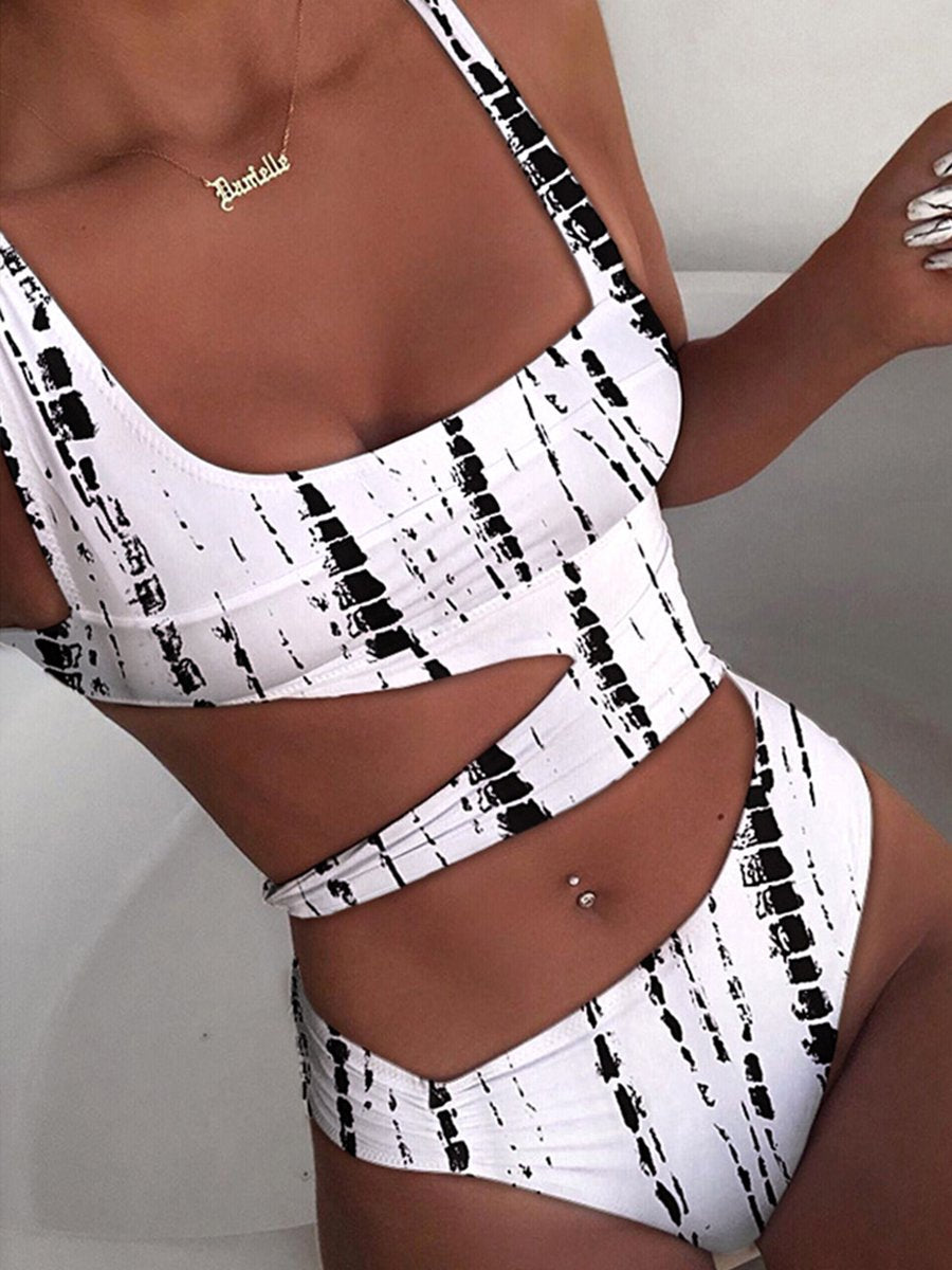 Solid Cut Out One-piece Swimsuit