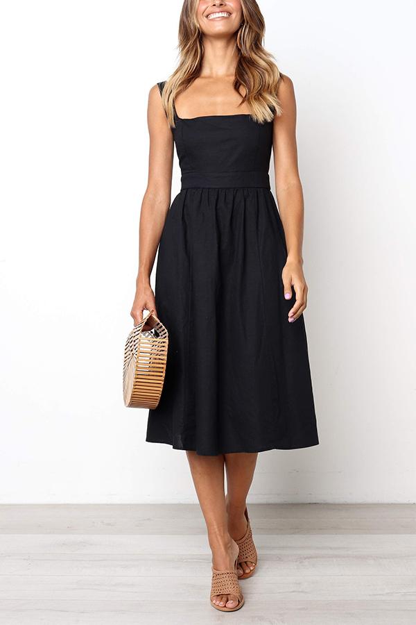 Solid Color Sleeveless Regular Dress