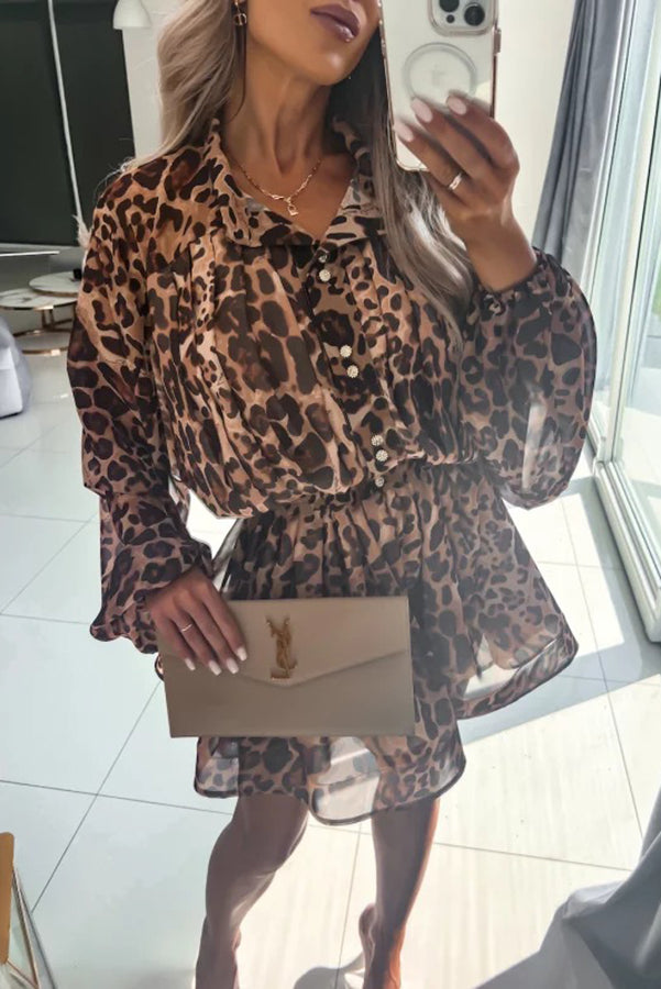 Dynamic Love Printed Puff Sleeve Mini Dress