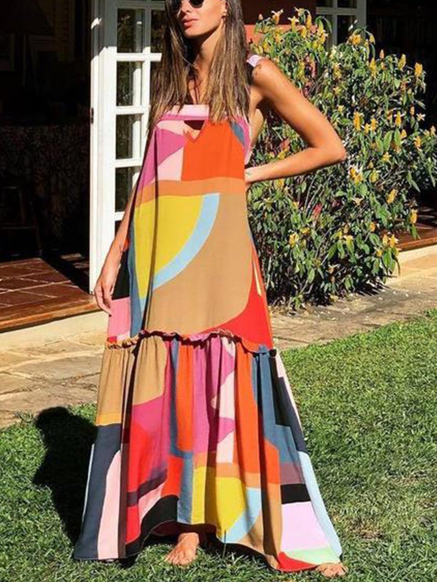 On Display Geo Print Maxi Dress