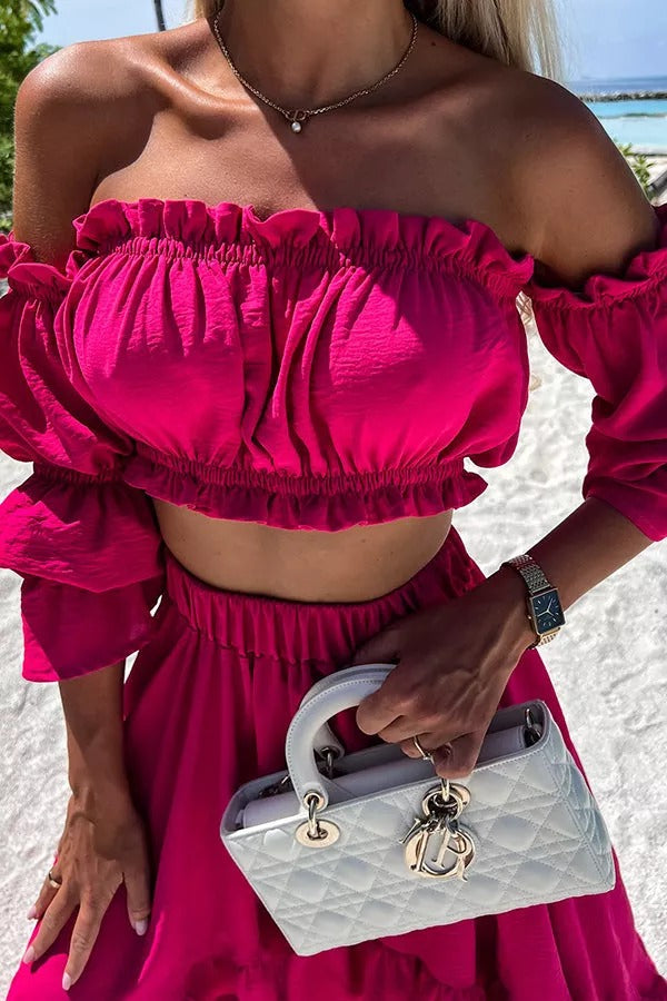 Touch My Soul Off Shoulder High Low Dress Suits