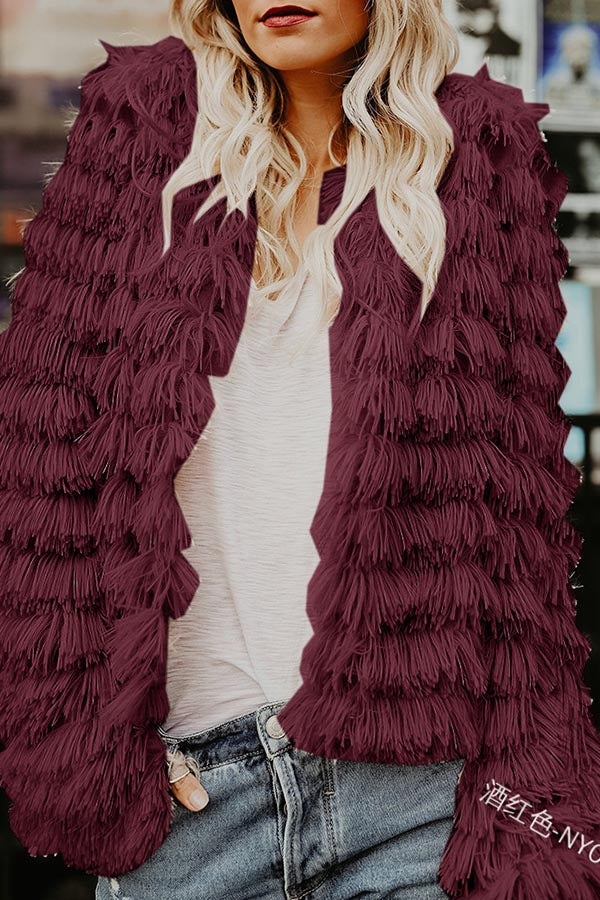 All-match Playful Fringed Fur Coat