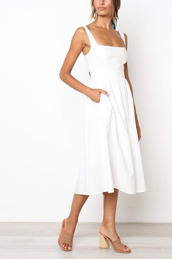 Solid Color Sleeveless Regular Dress