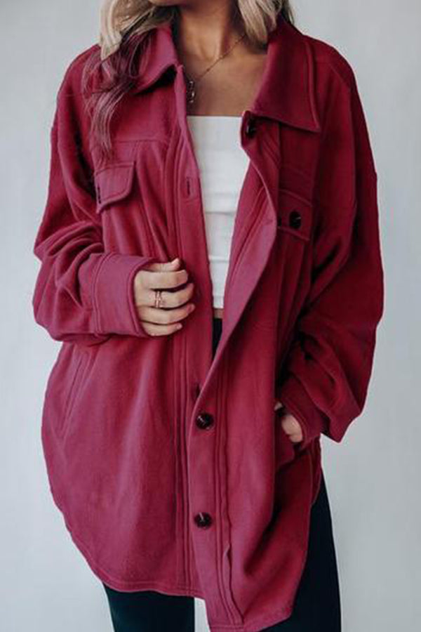 Solid Fleece Wool-Blend Oversize Coat