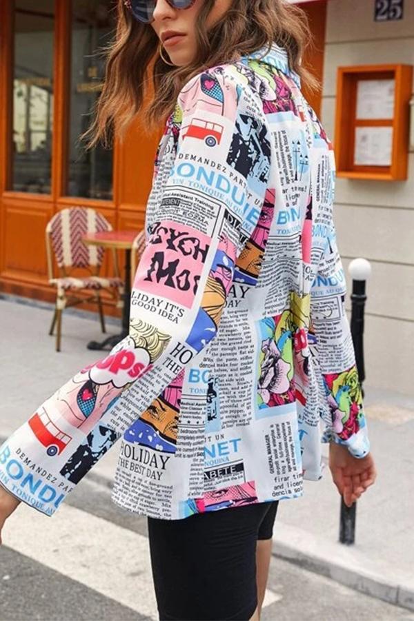Newspaper Print Lapel Suit