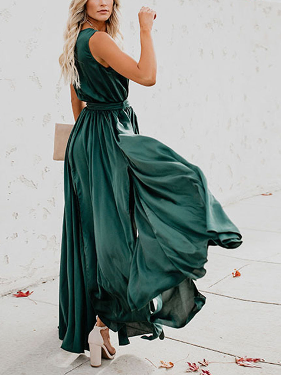 Solid Bohemian Split Dress