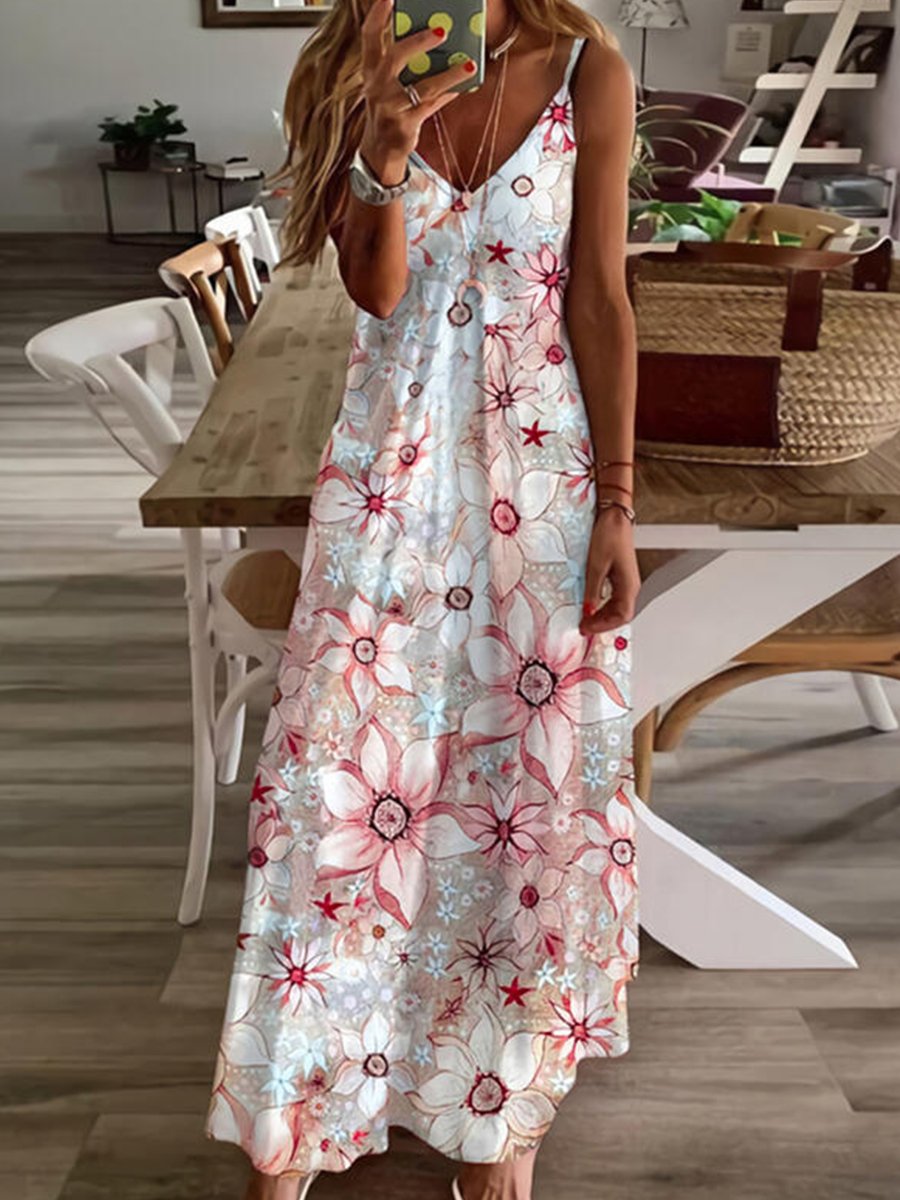 Tropical Floral Vacation Maxi Dress