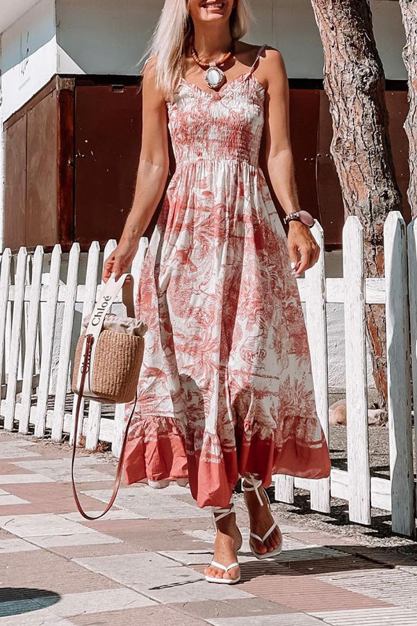 Pink print sling dress