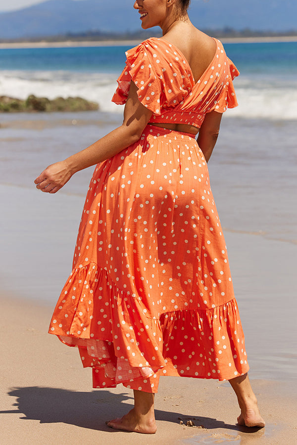 Day On The Beach Poka Dot Print Dress Suit