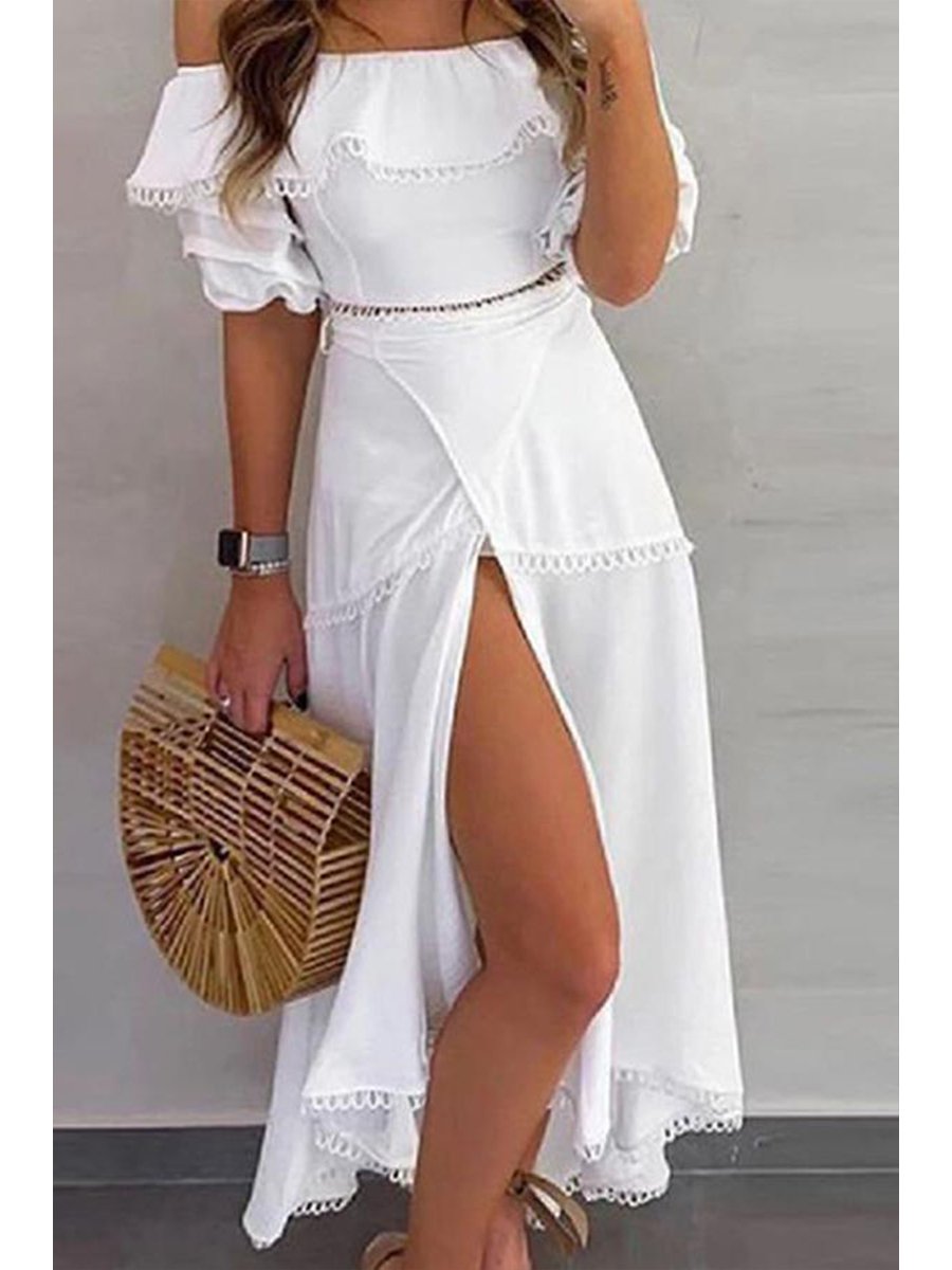 Ruffled Slit Dress