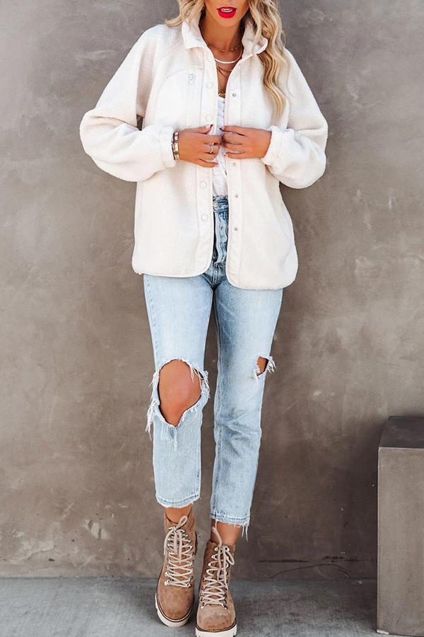Cozy Fleece Solid Pocketed Jacket