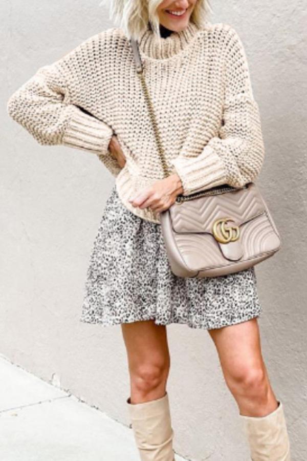 Long Sleeve Casual High Neck Top