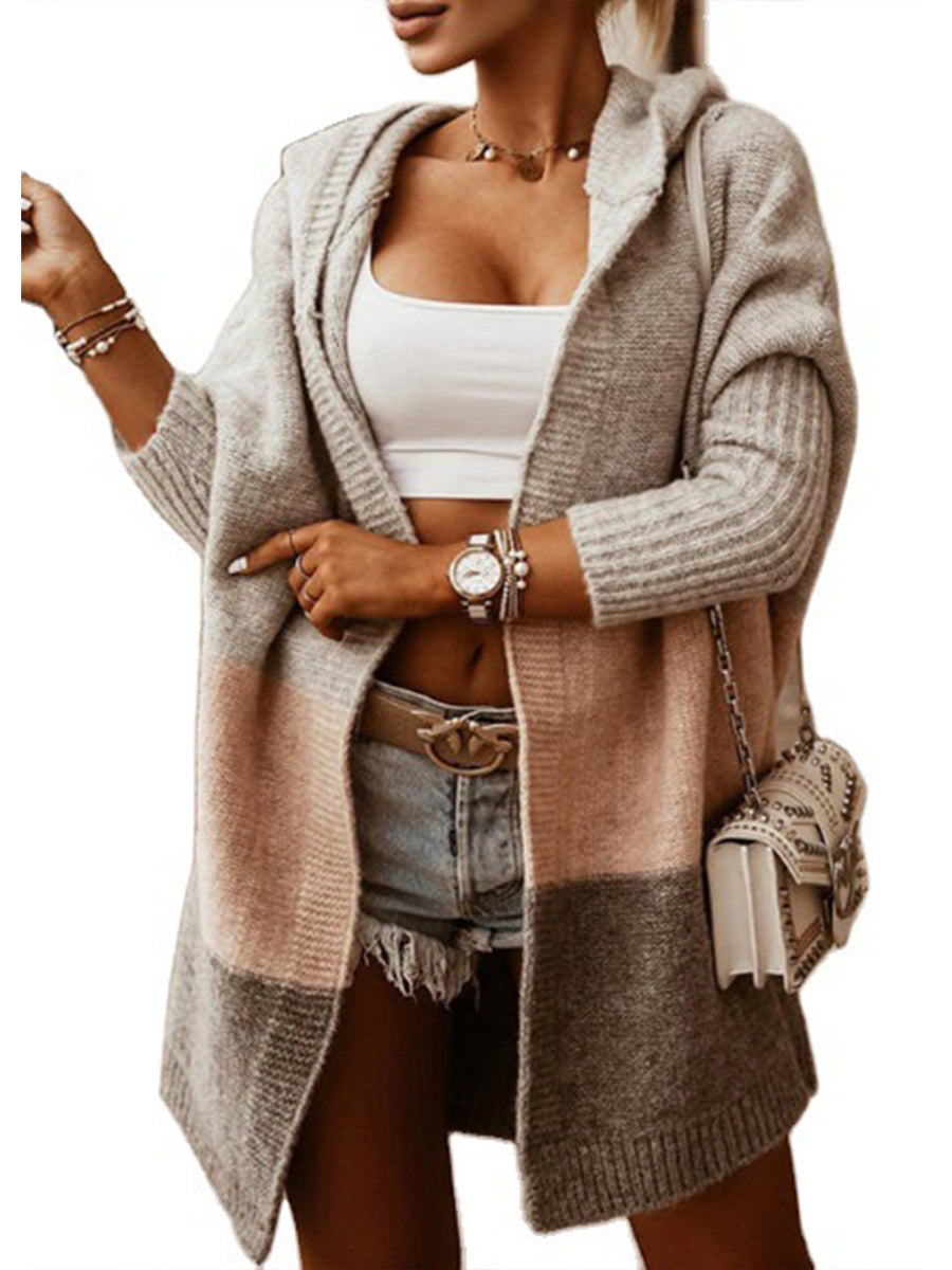 Hooded Casual Long Cardigan With Sequin Pockets
