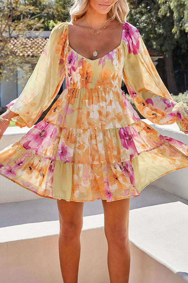 In Harmony Smocked Floral Babydoll Dress