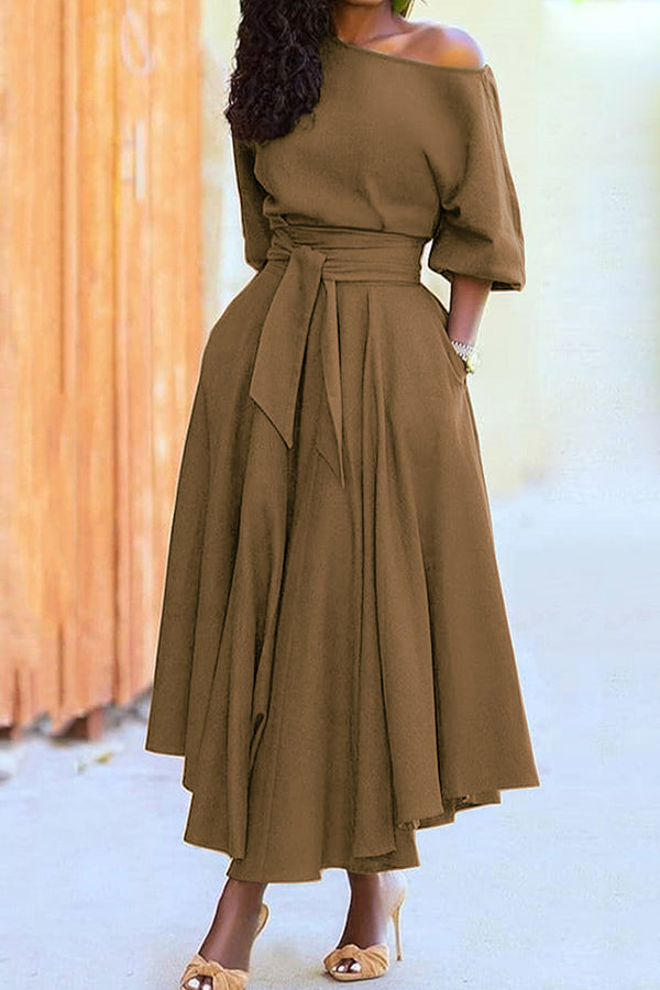 Fashion Oblique Shoulder Strap Dress