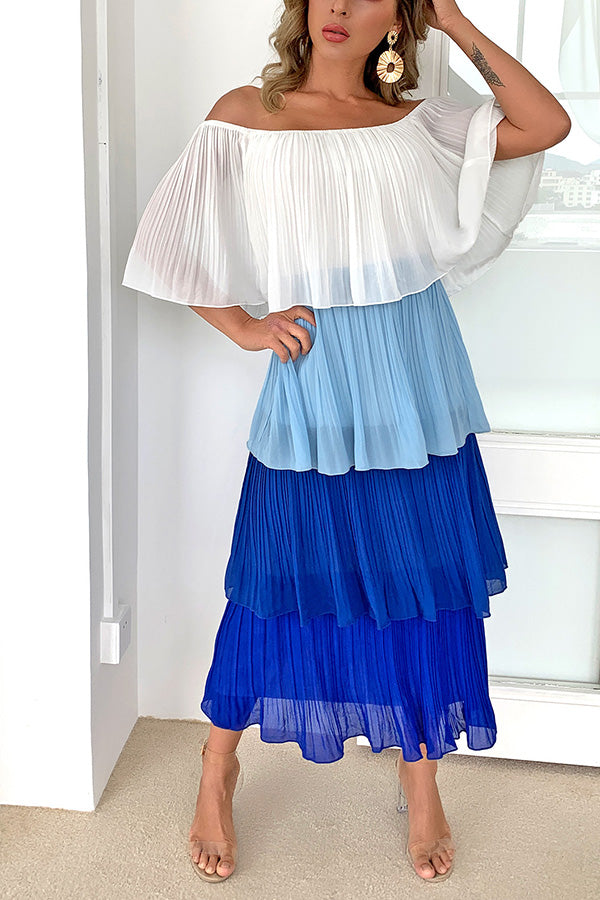 Contrast pleated cake skirt