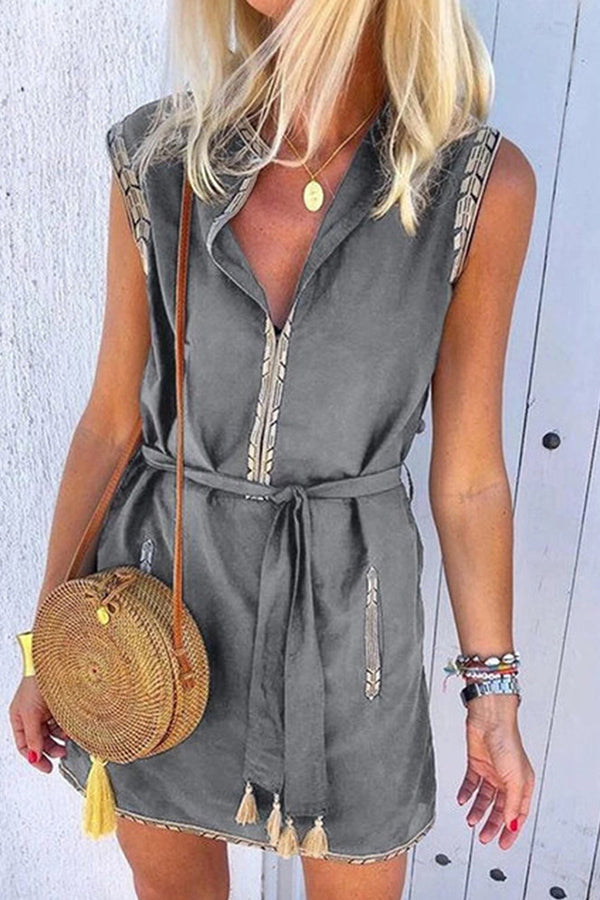 Fashion Printed Sleeveless Short Dress