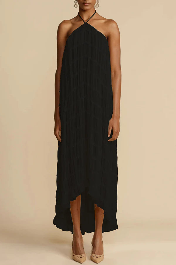 Versatility and Vintage Charm Pleated Drawstring Waist Tiered Maxi Skirt