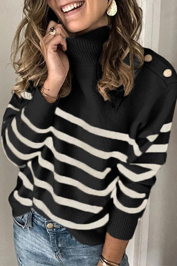 Turtle Neck Striped Sweater (4 Colors)