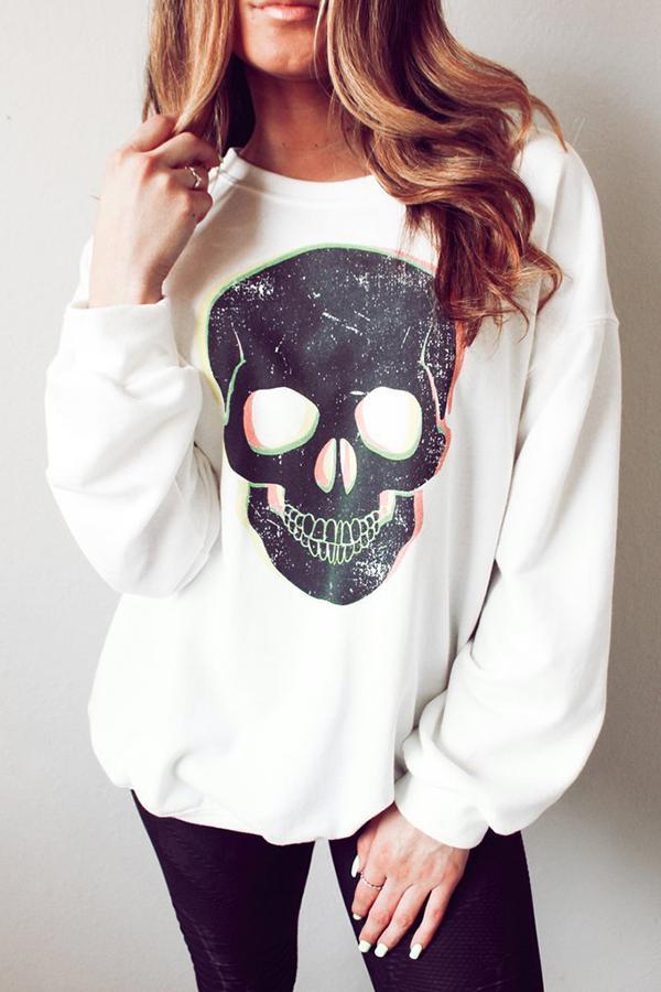 Printed Long Sleeve Loose Sweatshirt (3 Colors)