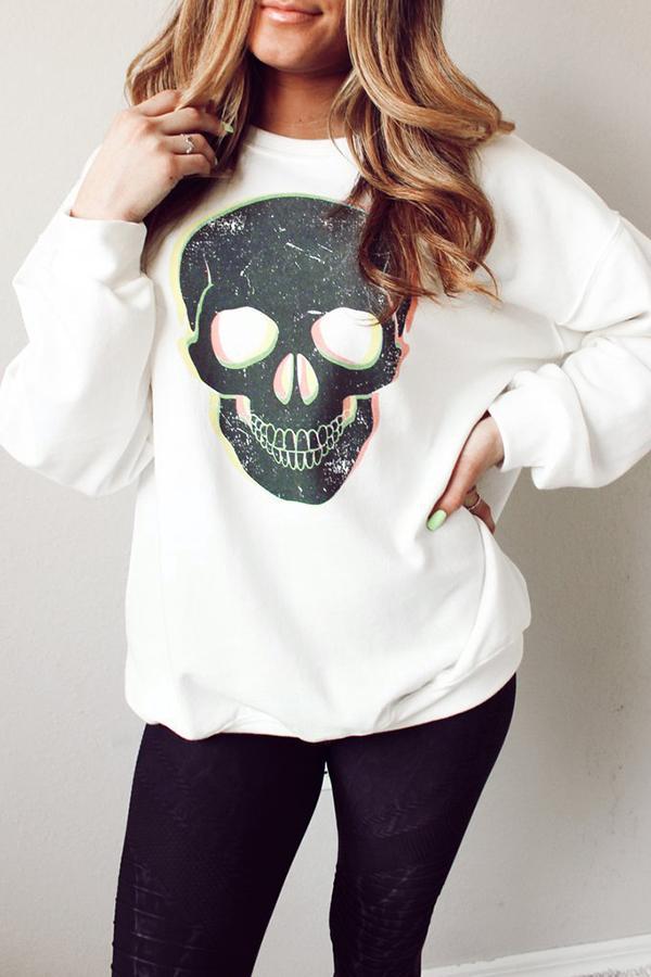 Printed Long Sleeve Loose Sweatshirt (3 Colors)