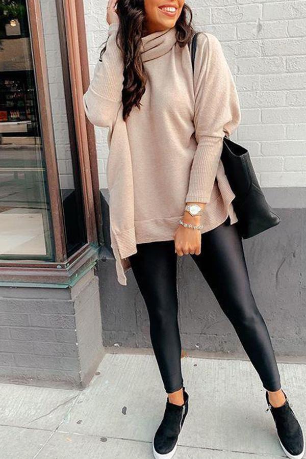 Pile Collar Hip Length Sweater